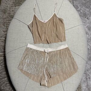Victoria's Secret Metallic Beige Pajama Set